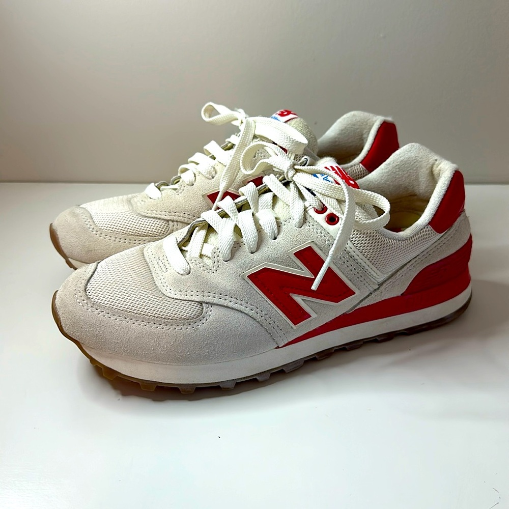New Balance 574 Red & Cream Shoes